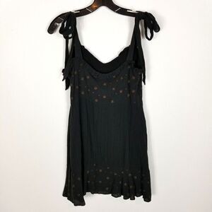 Stevie May Women Celeste Star Embroidered Mini dress Size M Black Sleeveless